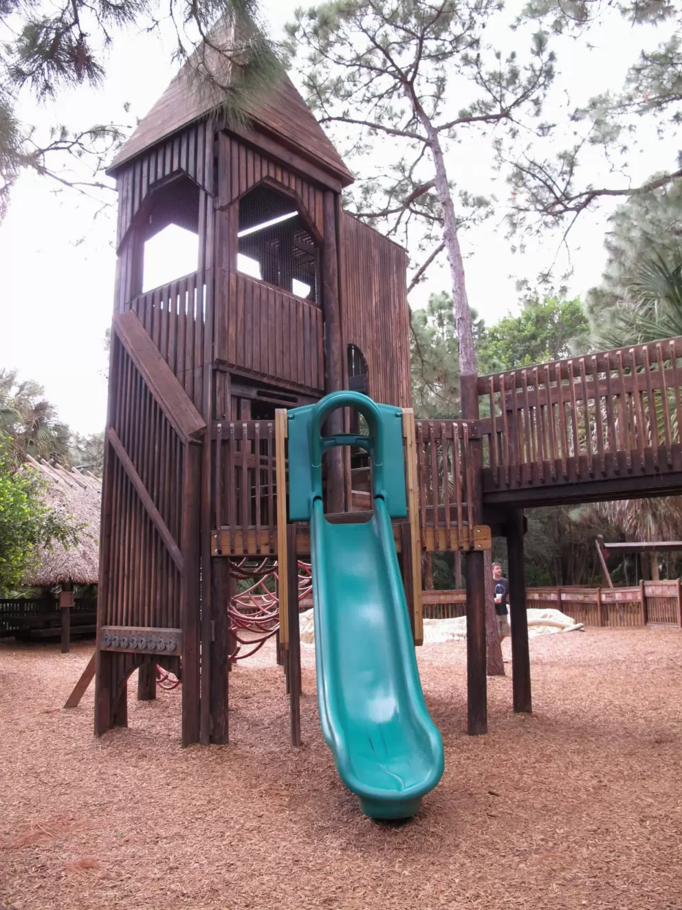 Fort, slide, and bridge.