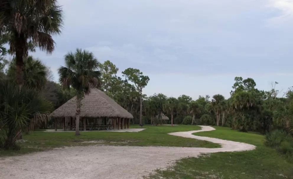 Curving path.