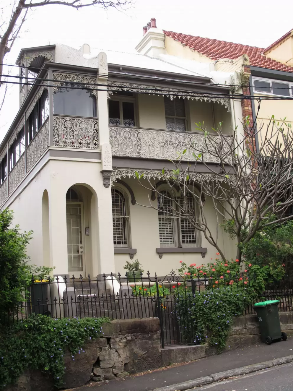 Highly ornamented townhouse near Glebe Point Rd.