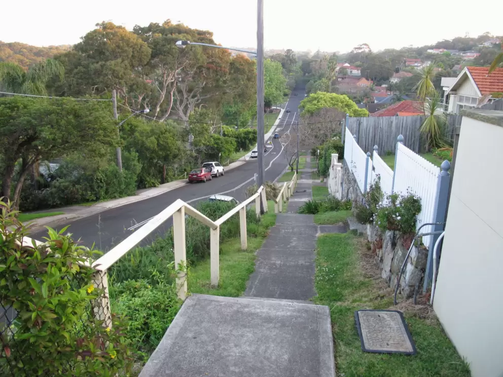 Steep path down to the park.