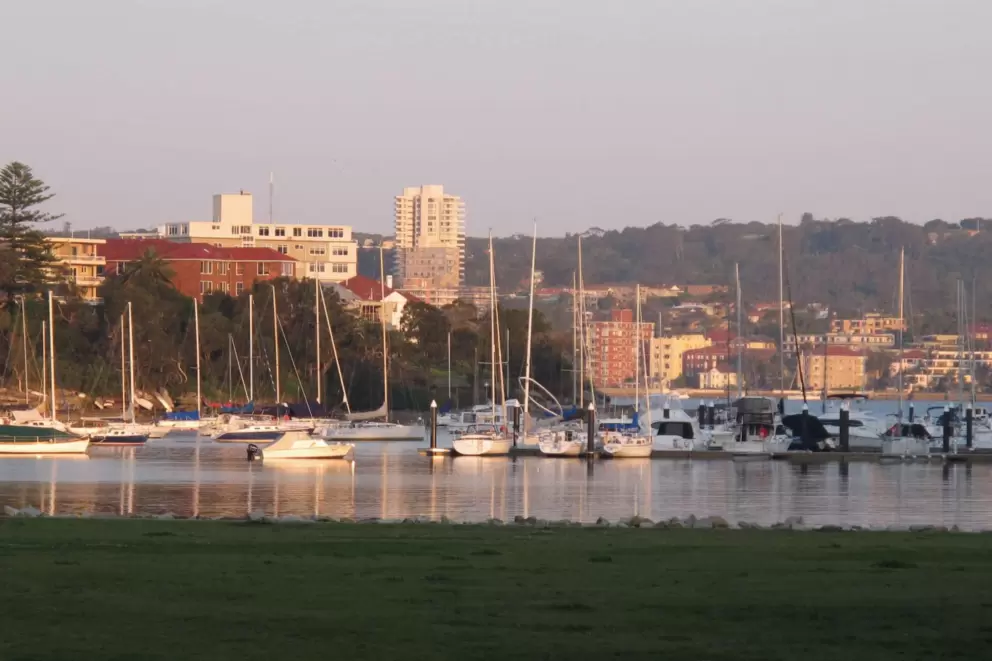 Boats docked at dusk.