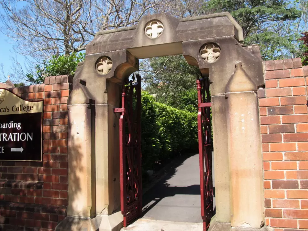 Gate to St Scholastica's College, a beautiful boarding school.