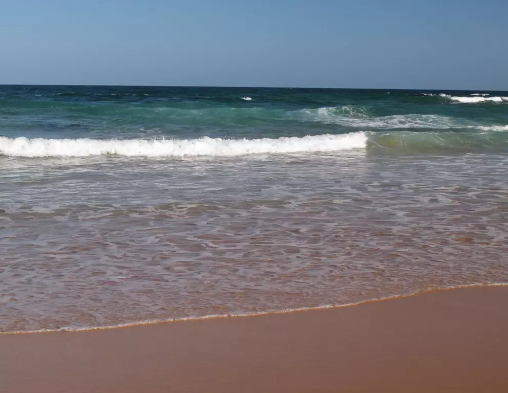 The azure water and the pink sand.