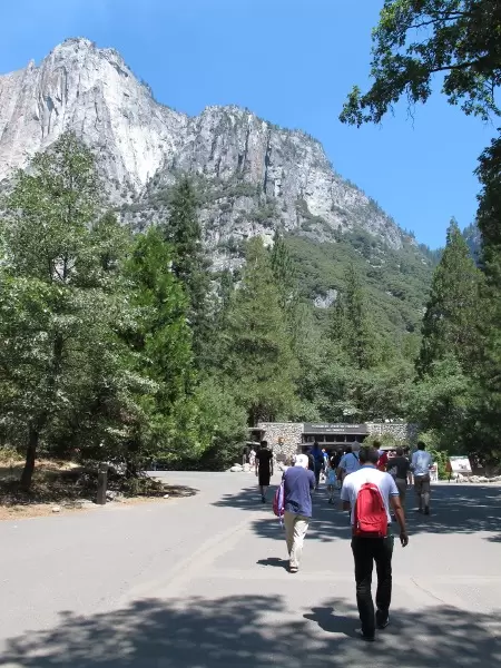 Walking to the entrance of the Visitor Center.