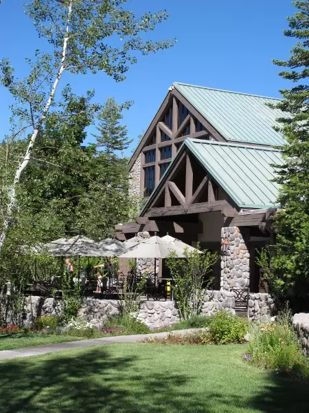 The outdoor restaurant at the lodge.