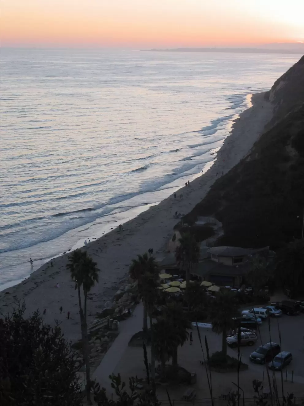 View of Hendry's Beach below, from Douglas Preserve at sunset.