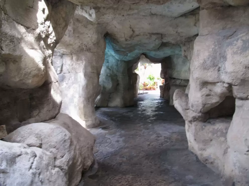 Inside the caves.