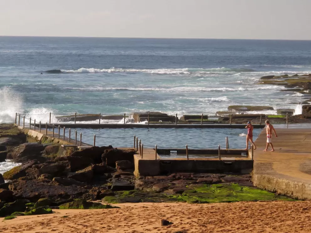 Early morning swim in the ocean swimming pool. 