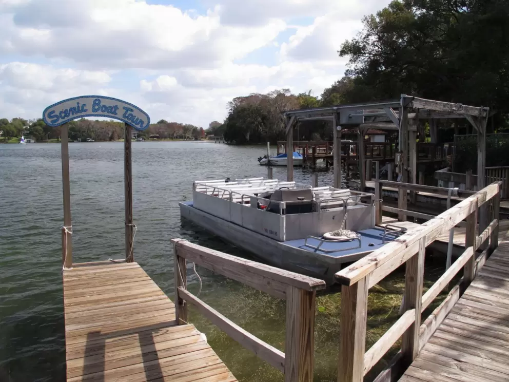 Scenic boat tour at the lake.