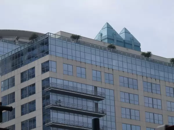 Modern glass building.