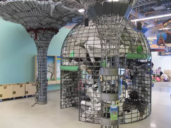 In the Greenscapes area, things are made from trash collected off the street.