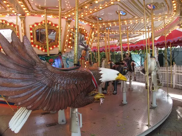 Ride the bald eagle on the carousel.