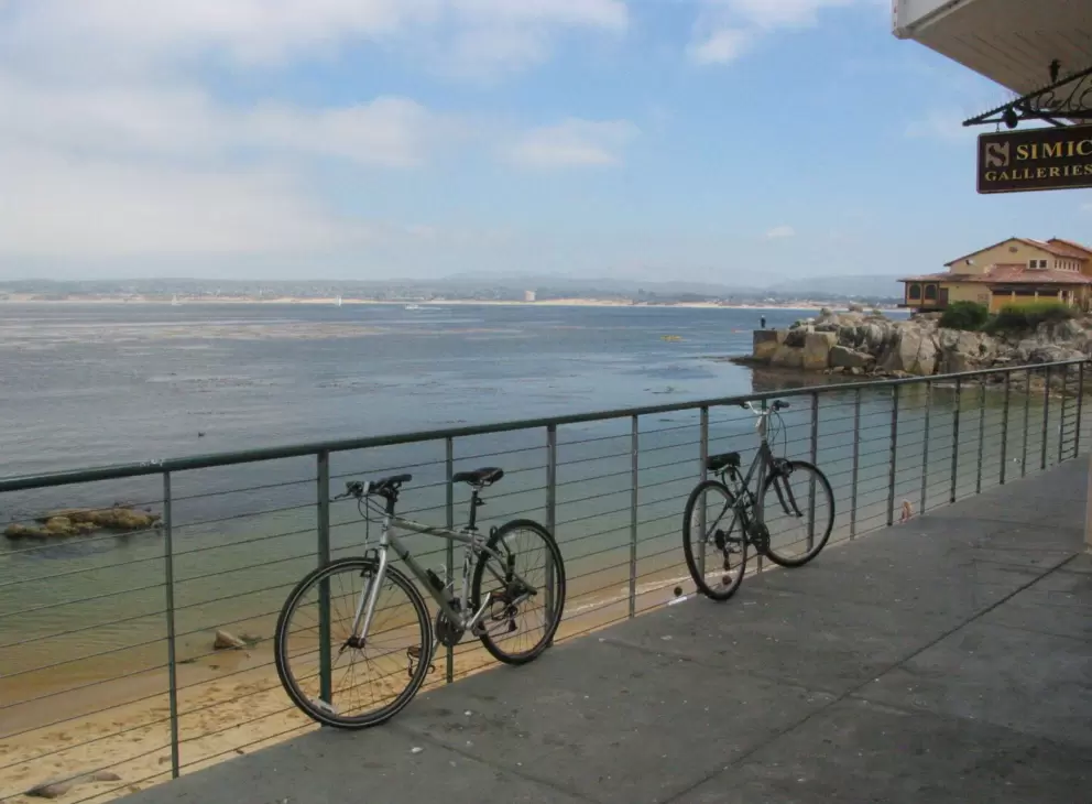 Bikes parked along the railing above McAbee Beach.