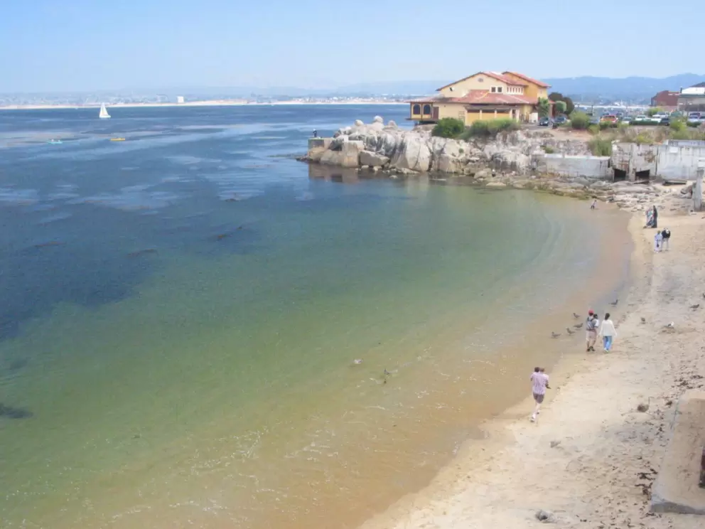 McAbee Beach and its colorful waters, below Cannery Row.