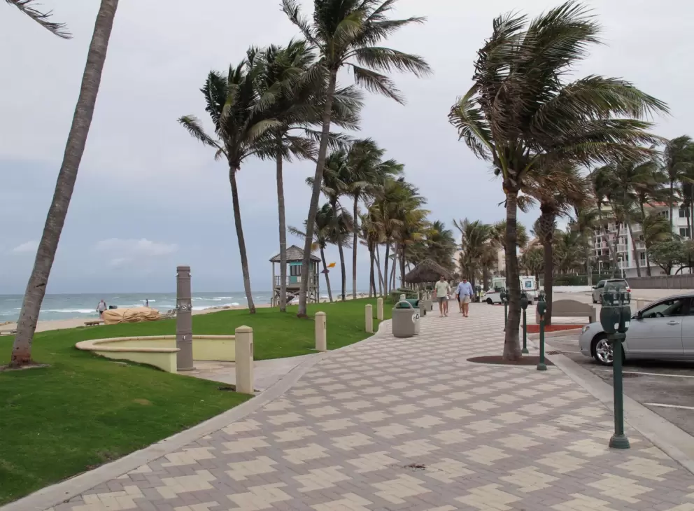 The boardwalk on a windy day in April.