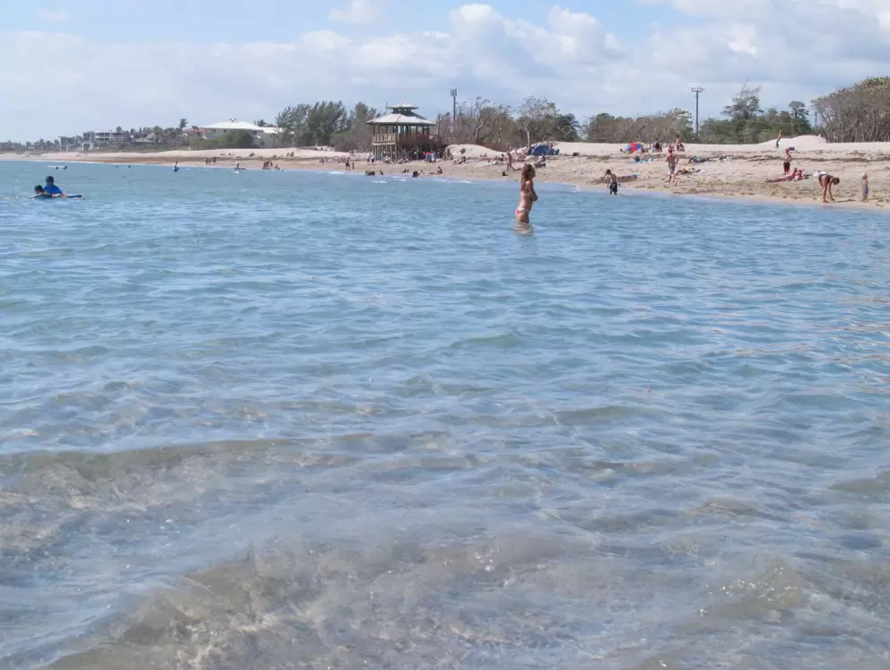 Taking a blissful yet chilly dip in April.