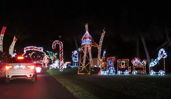Toy train and candy cane.