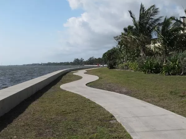 Winding walkway with no shade.