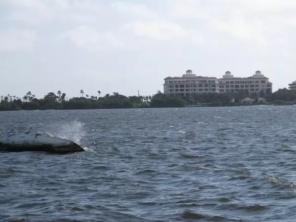 Overturned boat.