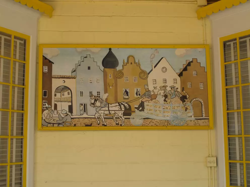 Painting on an outside wall.