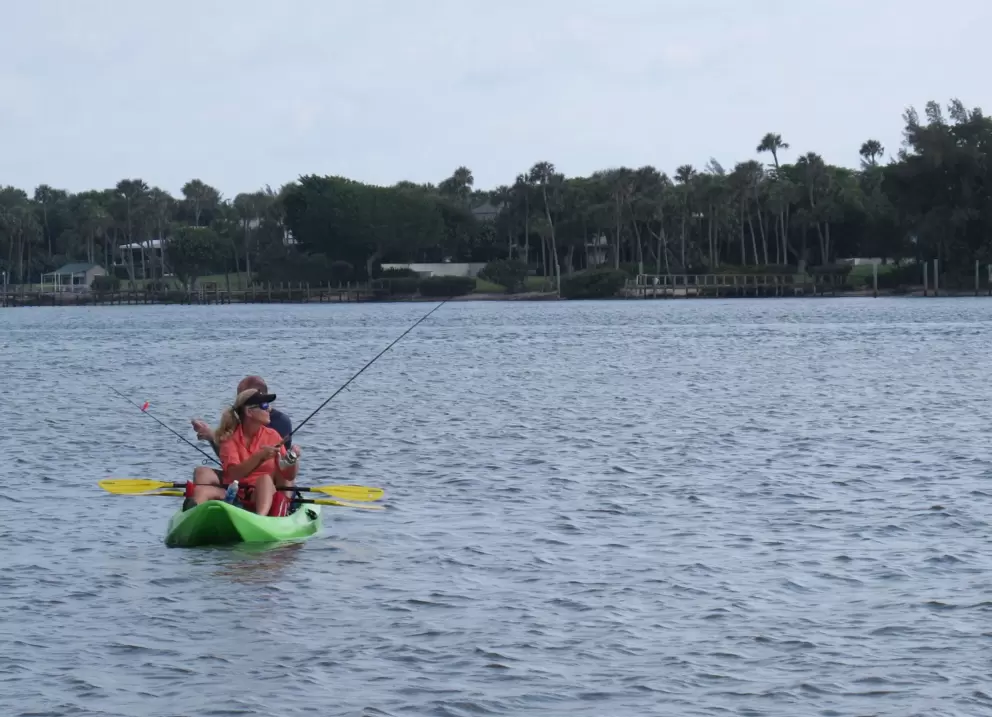 Fishing from a kayak.