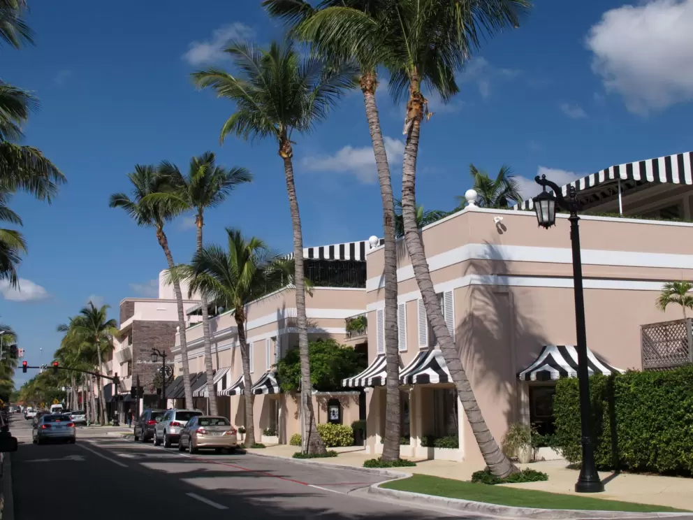 Striped awnings as you near the beach.