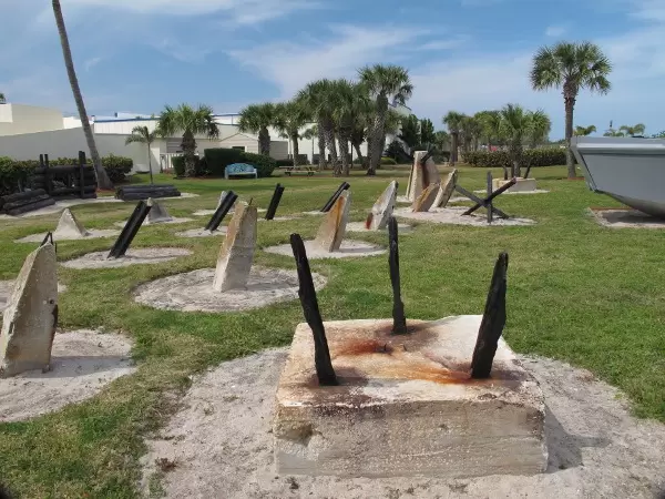 The obstacles that frogmen destroyed during their practices in Fort Pierce.