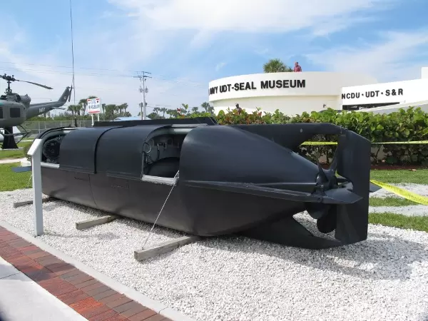 An SDV or wet submersible that is filled with water and then flown underwater like an airplane. The Seals each breath through a personal breathing apparatus.