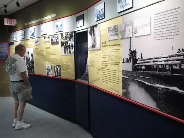 Learning about the Fort Pierce Naval Amphibious Training Base.