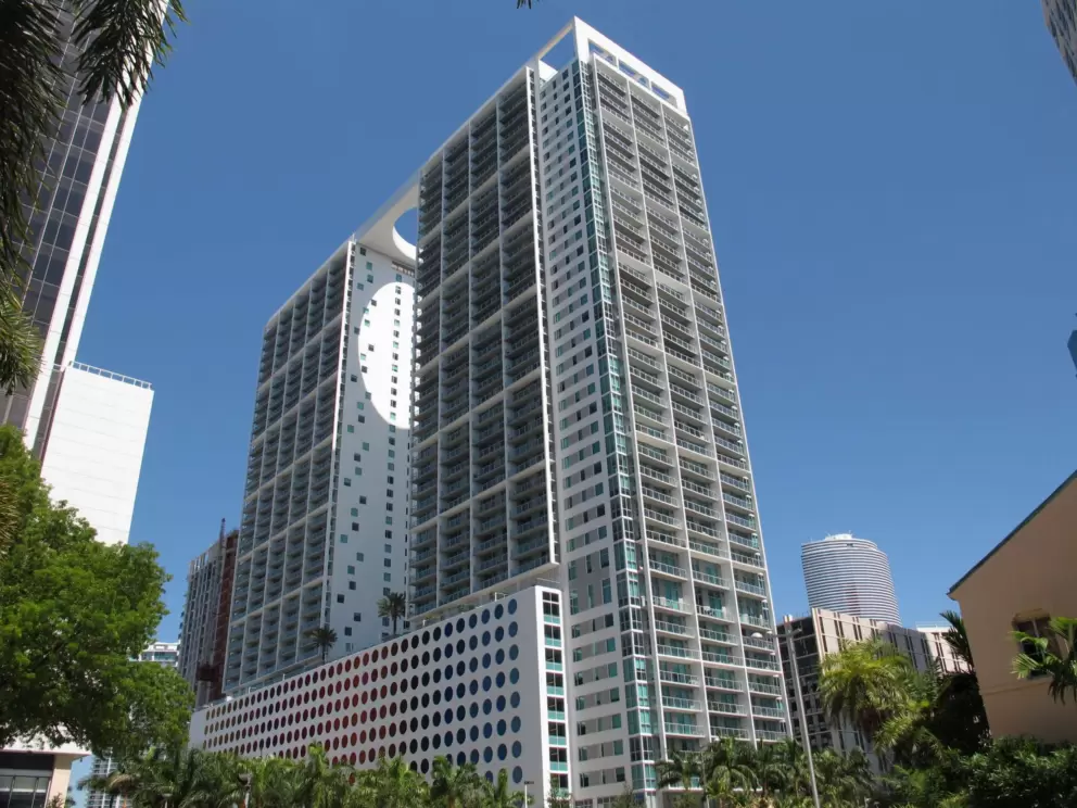 Building with a circle on top.