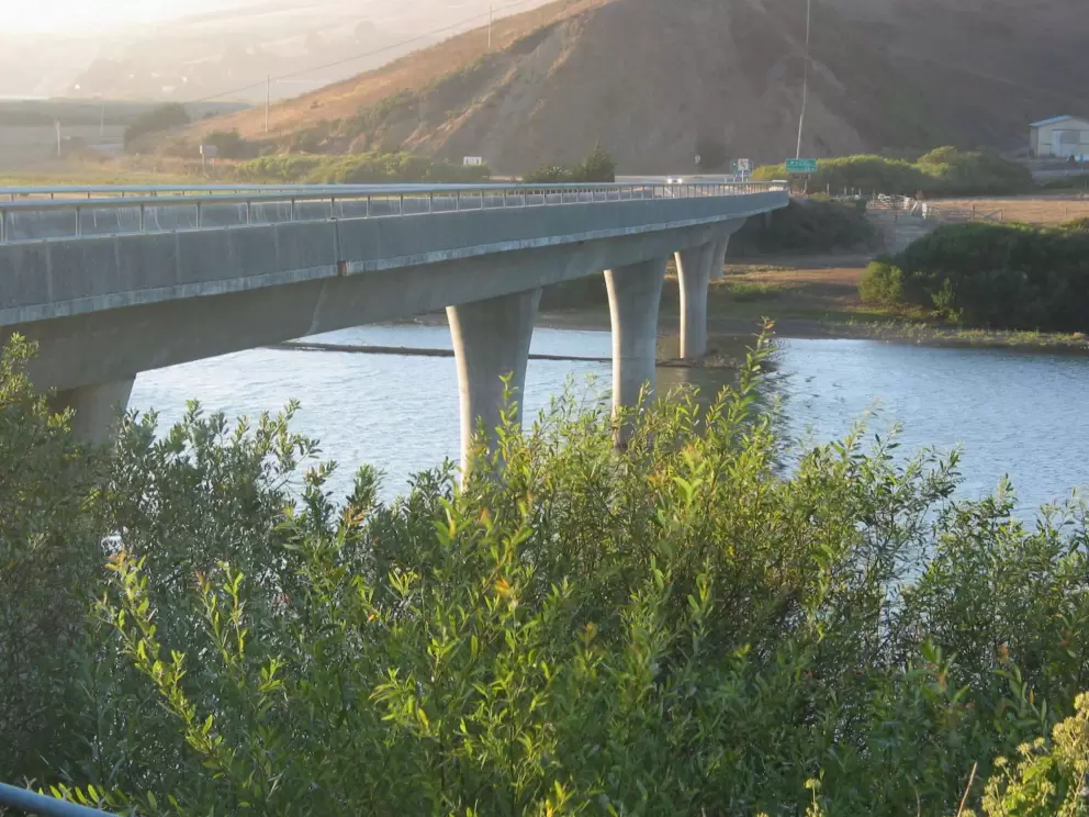 Highway 1 as it crosses the rivermouth. View from Russian House #1's balcony.