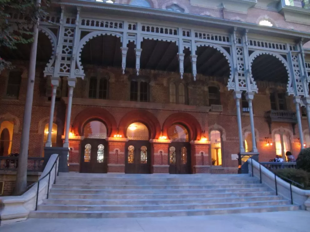 The stunning front porch of the former Tampa Bay Hotel with its Moorish details.