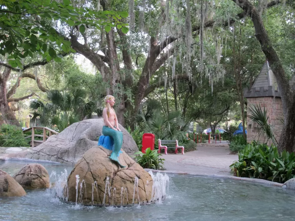 I love this one- the Little Mermaid on a rock in the middle of clear water.