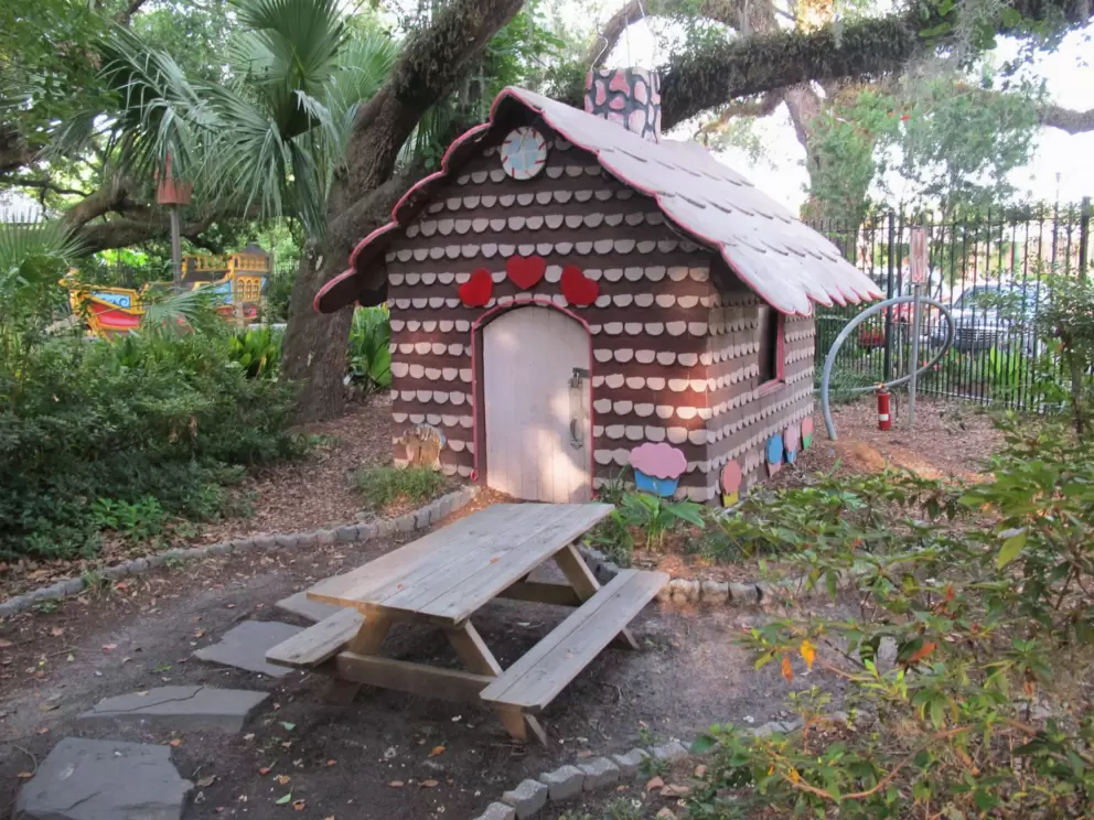 Stepping stone path to little gingerbread house.