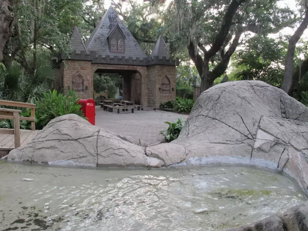 Castle and clear pool.