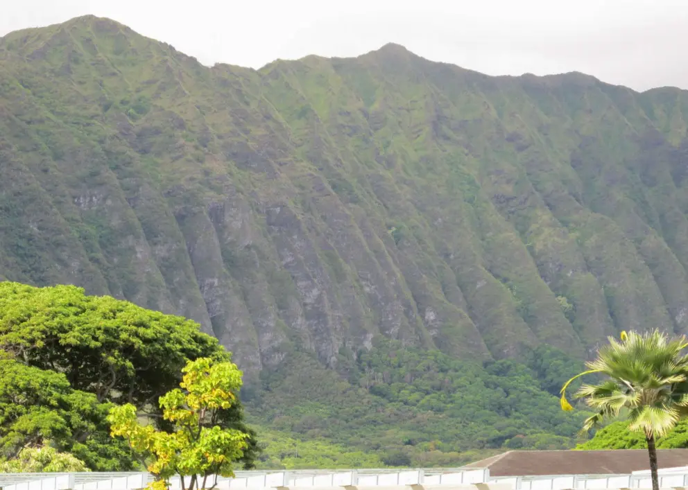 The mountain range you see in Waimanalo town when driving to Bellows.