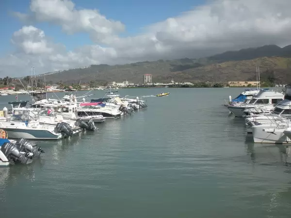Boats and mountains.