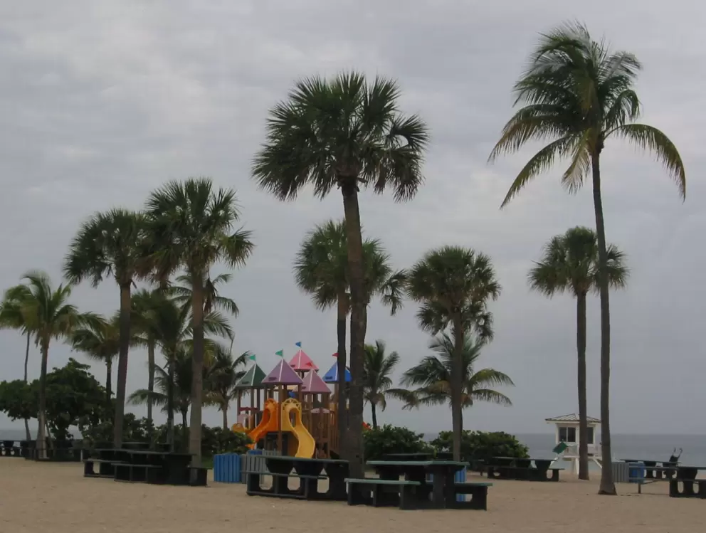 The playground in the sand.