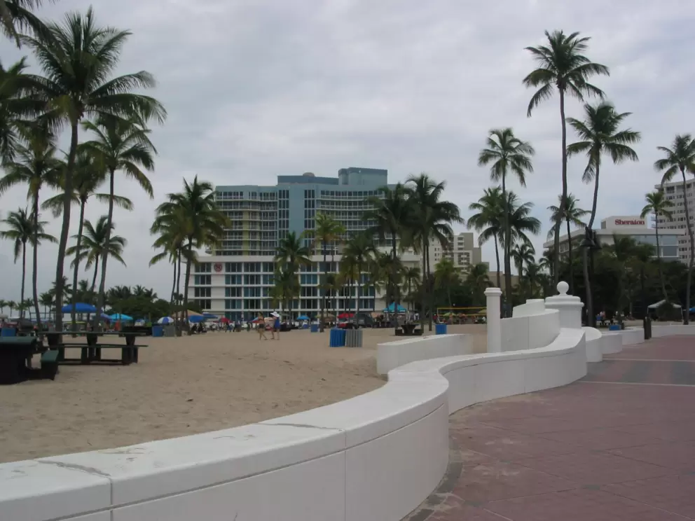 The wave wall leading to the Sheraton.