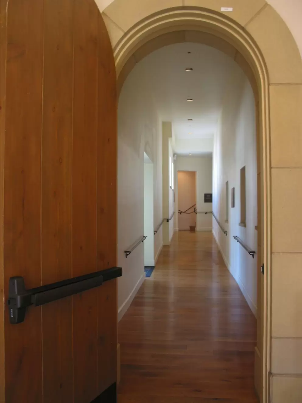 Modern, stream-lined hallway and gorgeous, narrow doorway at Sterling Winery!