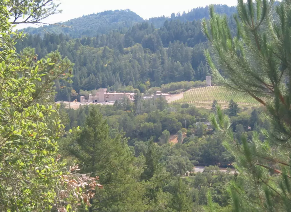 Castle on a hill, as seen from aerial tram ride up to Sterling Winery.