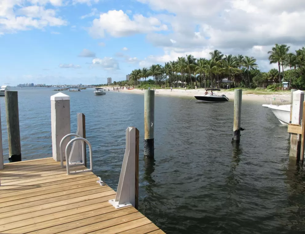 Cute tropical-island view from the dock.