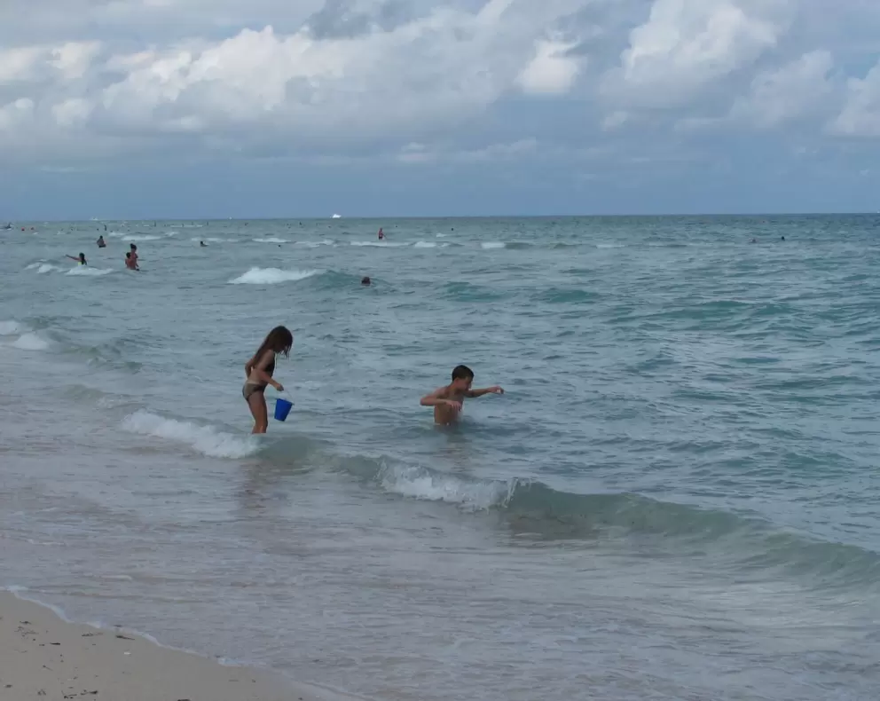 Kids playing in the water.