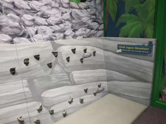 Rock climbing wall that's easy for little kids in the Dora area.