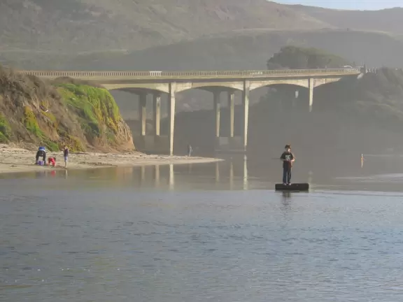 A gorgeous beach, with lagoon, and a cave.