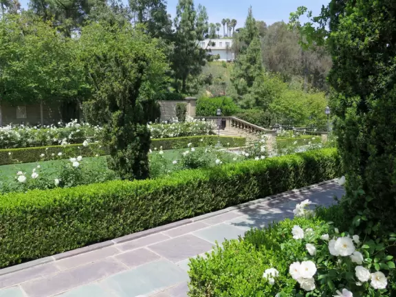On a steep hill sits Greystone Mansion and its formal terraced gardens, which you enter free.