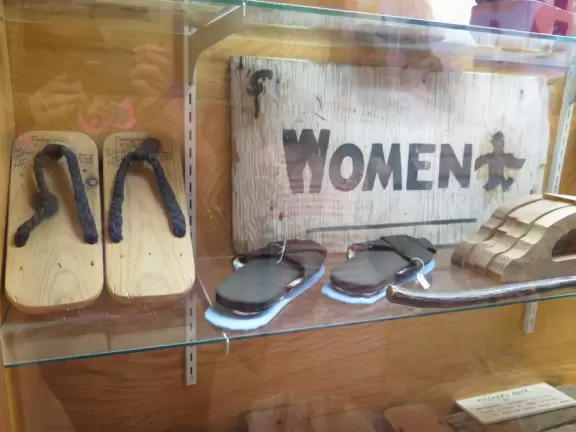 Wooden slippers from the Manzanar camp.