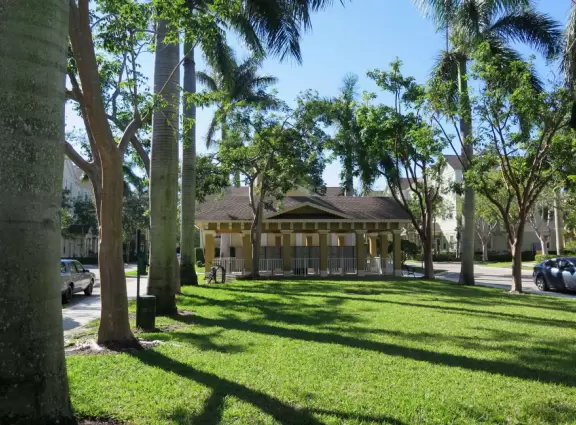 Master-planned community with lovely shady walking paths alongside sunlit forest areas with gopher tortoises.