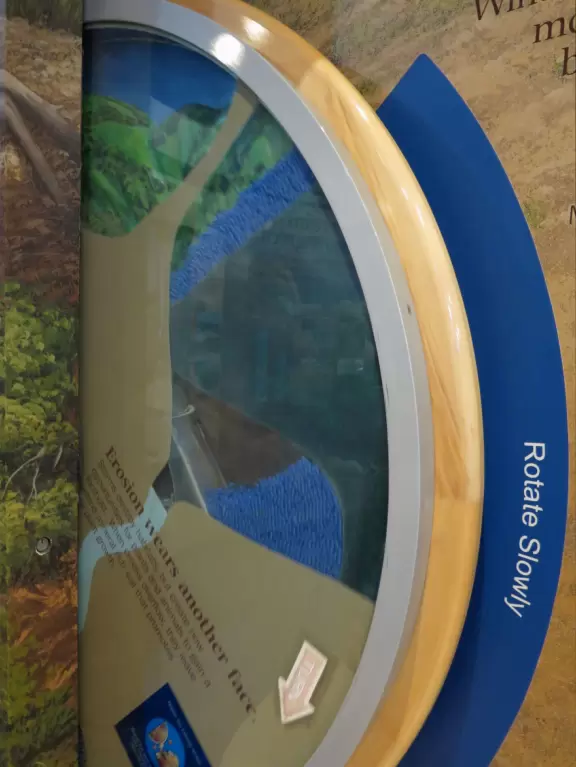 Rotate this huge wheel to find out what happens when creeks overflow.