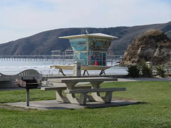 Picnic table by the playground, with a view!